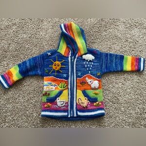 Toddler girl knitted cardigan, made in Peru